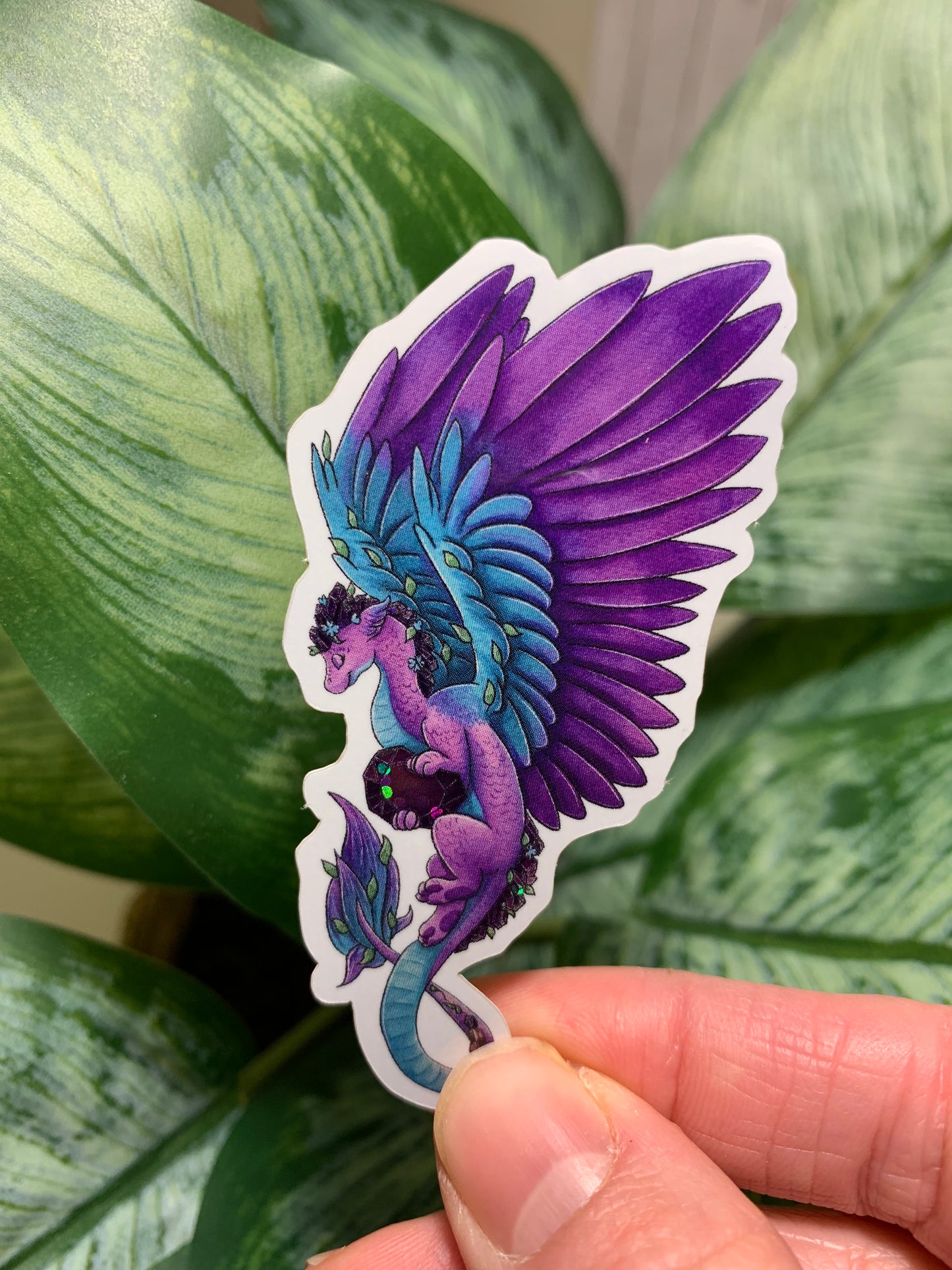 Glitter Amethyst Dragon Sticker