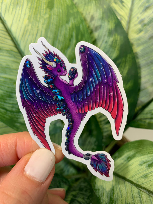 Glitter Sapphire Dragon Sticker