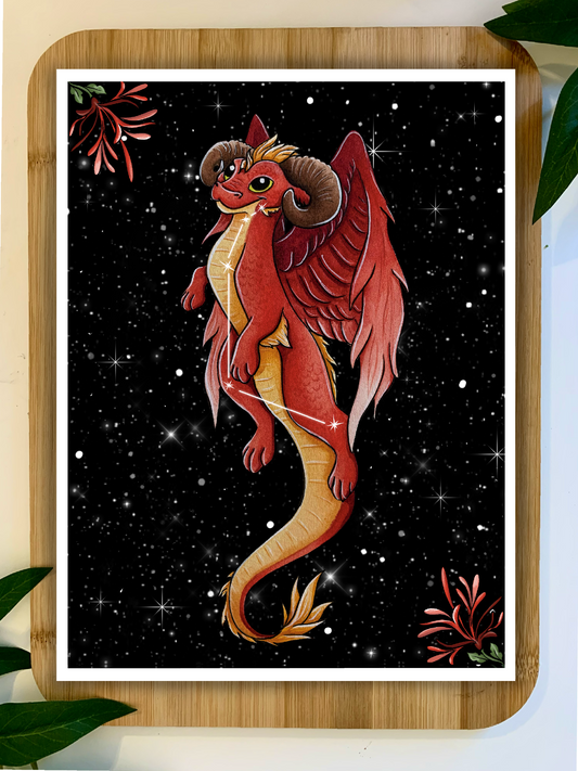 Zodiac Dragon Print: Aries