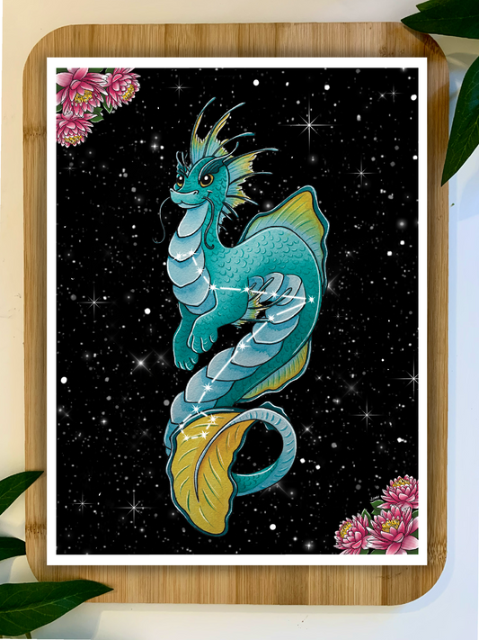 Zodiac Dragon Print: Pisces